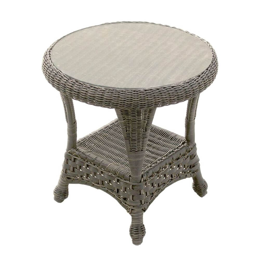 Traverse Outdoor Patio Furniture End Table with Glass - Gray Fir
