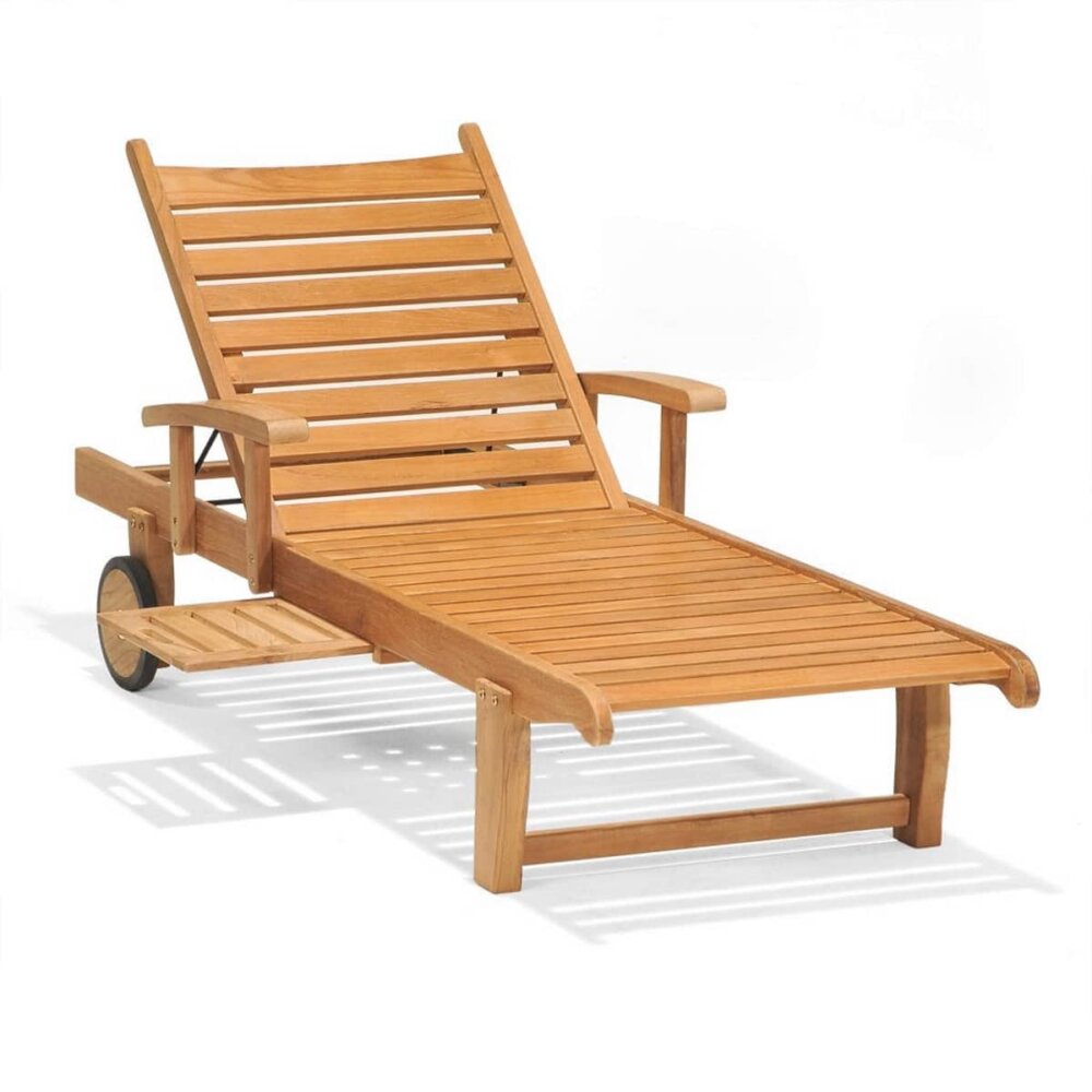 Universal Single Adjustable Outdoor Patio Chaise with Arms