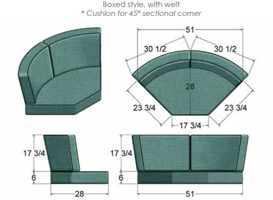 45 Sectional Corner Cushion - CUSH270SCC-45