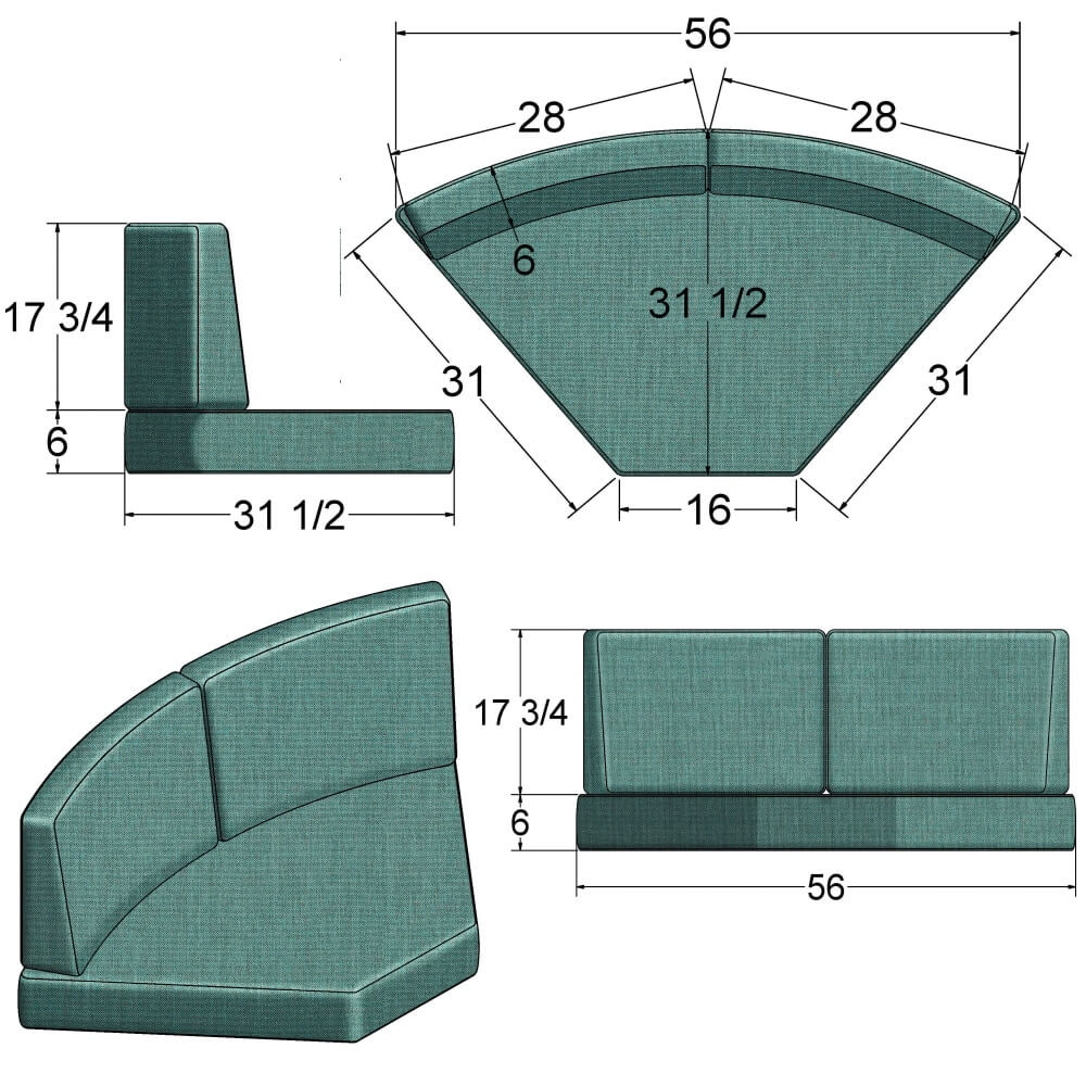 45 Sectional Corner Cushion - 261SCC-45