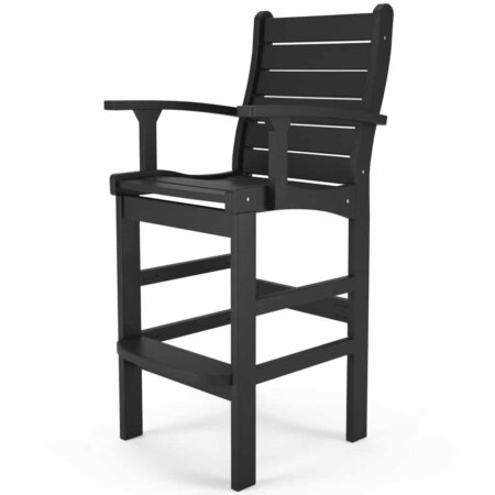 Delmar Outdoor Patio Bar Height Chair With Arms - Poly Lumber