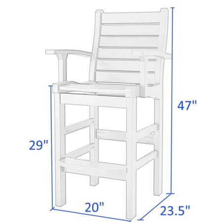 Delmar Outdoor Patio Bar Height Chair With Arms - Poly Lumber