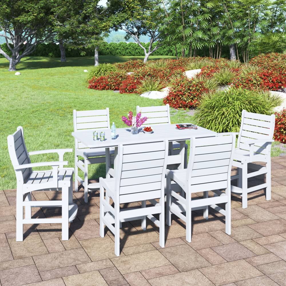 Delmar 6 Seat Outdoor Counter Height Table Patio Set - Poly Lumber