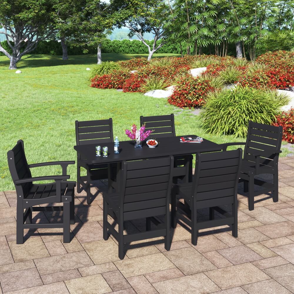 Delmar 6 Seat Outdoor Dining Height Table Patio Set - Poly Lumber