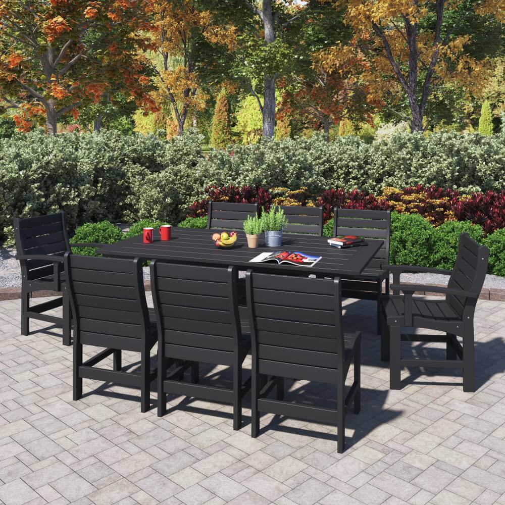 Delmar 8 Seat Outdoor Dining Height Table Patio Set - Poly Lumber