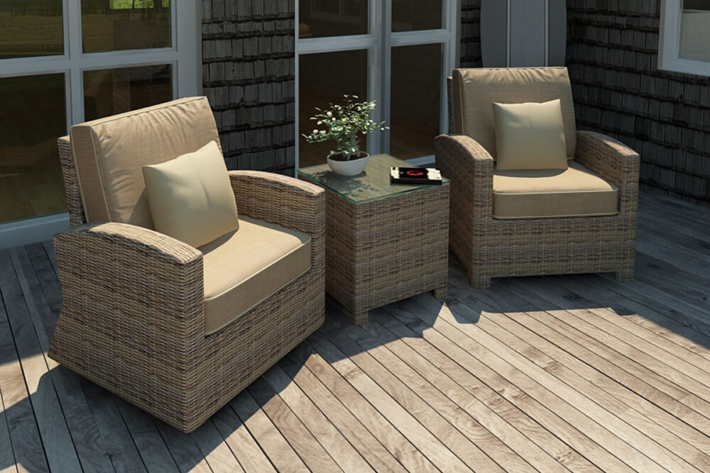 3 Piece Outdoor Cypress Chat Lounge Chair Set