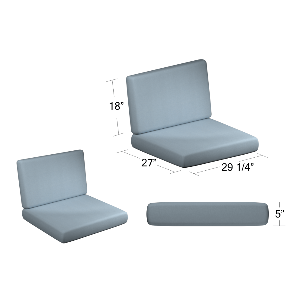 Seat and Back/Deep Seating 29.25W x 27L x 5D Bullnose Replacement Cushion CUSH2016C-END