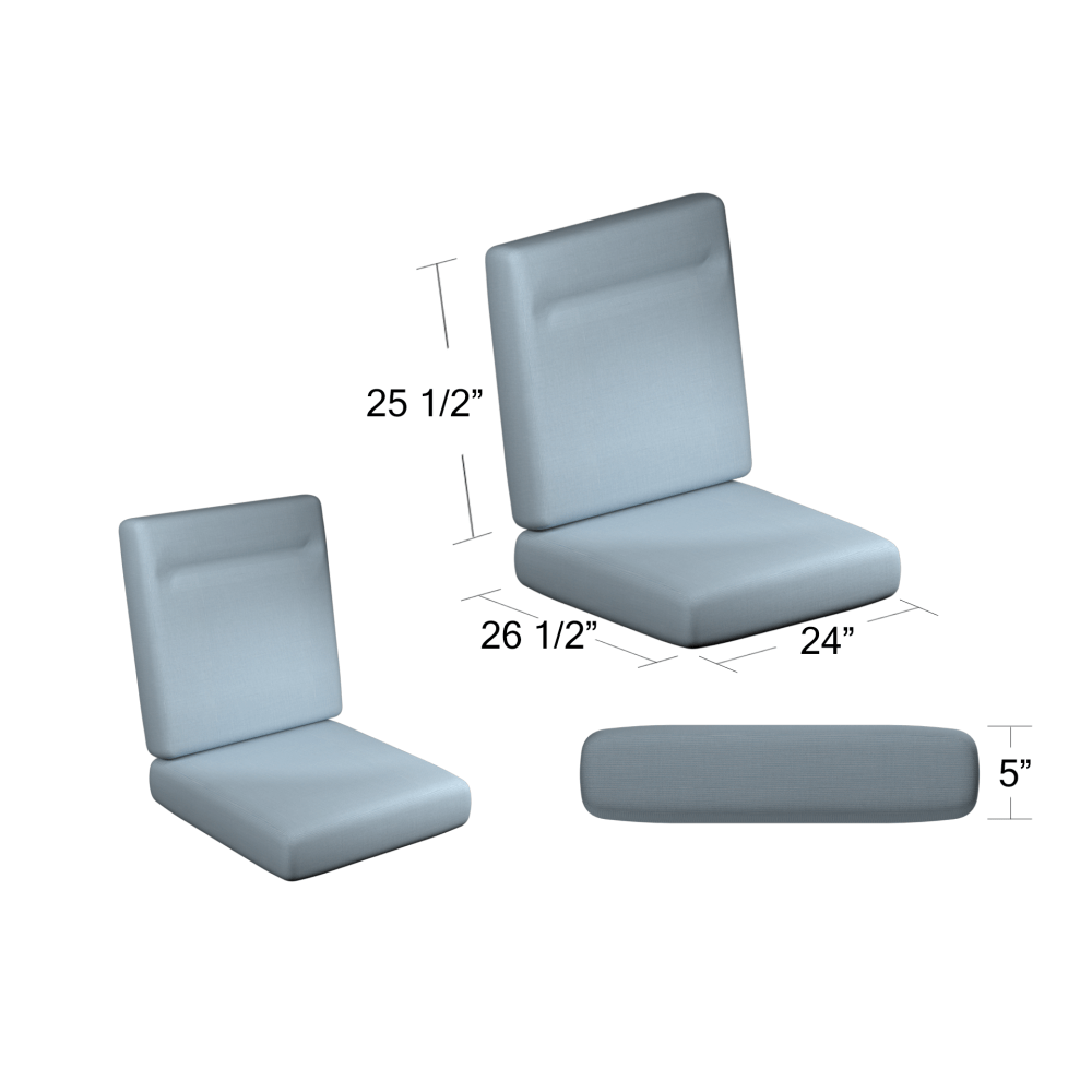 Seat and Back/Deep Seating 24W x 26.5L x 5.5D Bullnose Replacement Cushion CUSH4345C